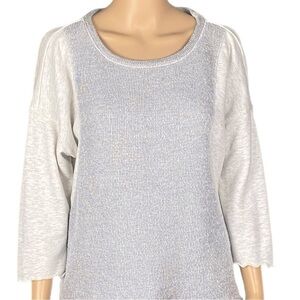 CALVIN KLEIN PERFORMANCE grey knit & sweatshirt block athleisure top Size XL EUC